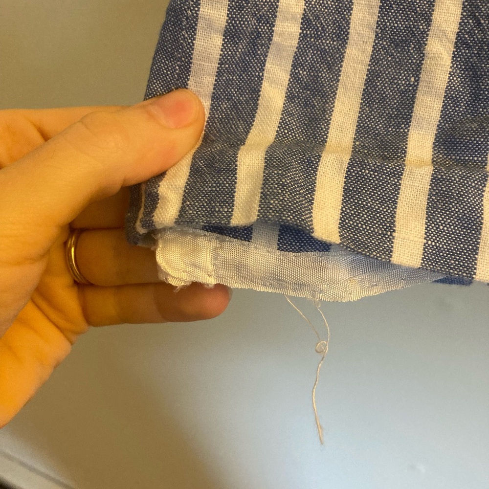 Women’s J. Crew Factory Linen Blend Blue & White Striped Mini Skirt - Picture 3 of 6